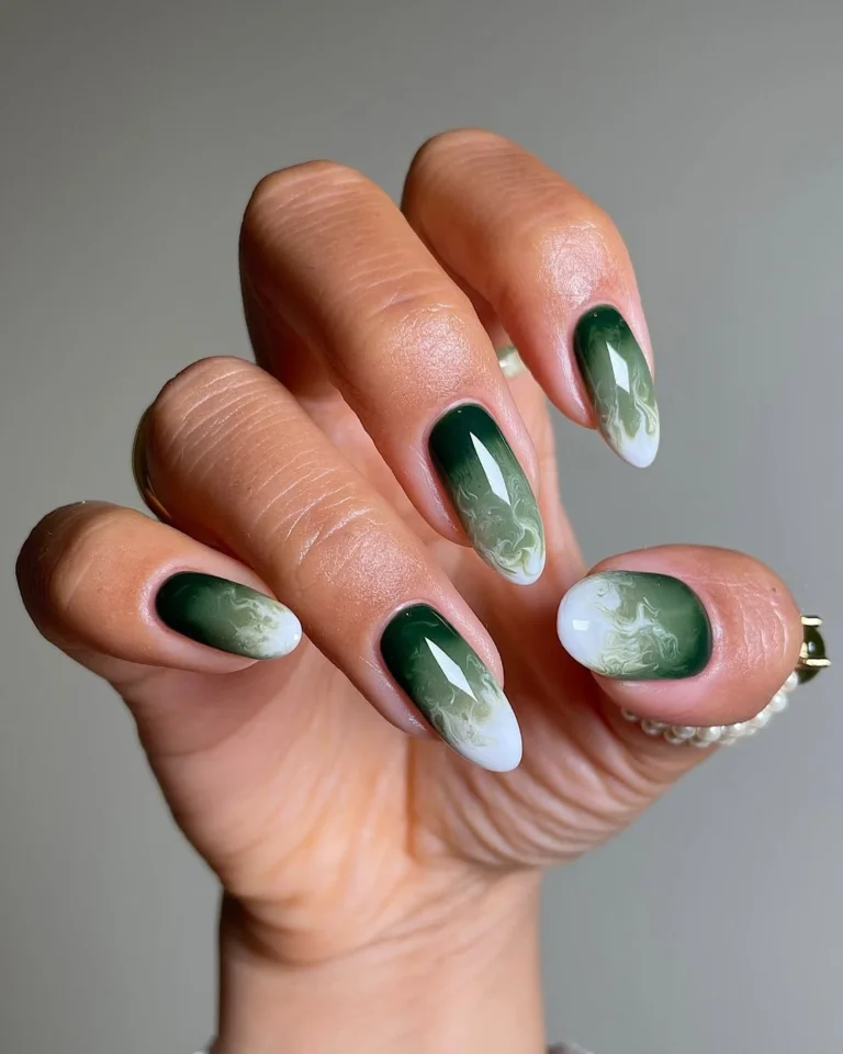Dark Green Nails for Wedding Guests