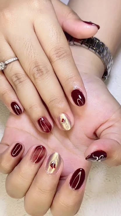 Maroon Wedding Guest Nail