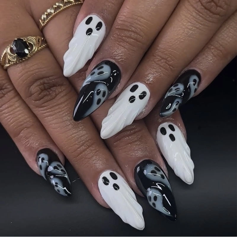 3D Black White Ghost Almonds