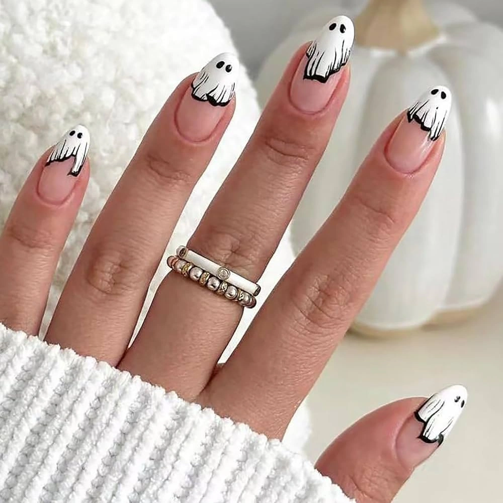 Minimal White Ghost French Tips