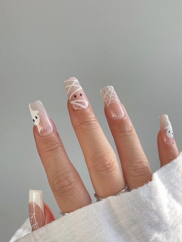 Nude Mummy Ghost Coffin Nails