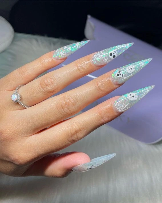  Iridescent Spiderweb Ghost Stilettos