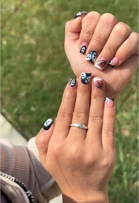 Blush Gray Ghost Web Squares