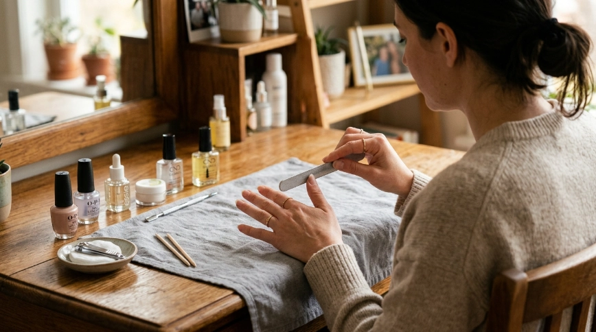 What is a weekly nail care routine?