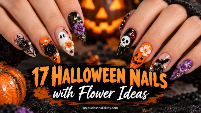 17 Halloween Nails with Flower Ideas