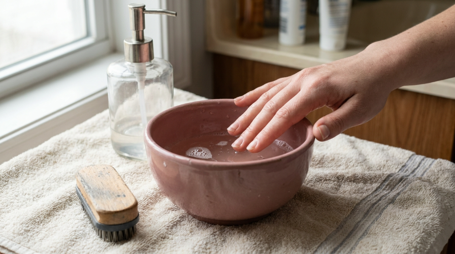 What is the best thing to soak your fingernails in for cleaning?