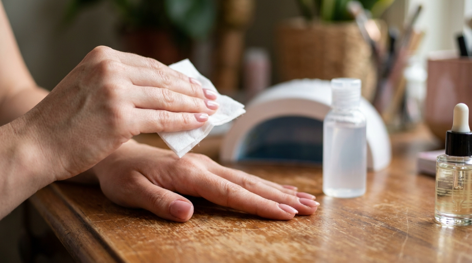 How do you clean sticky gel nails step by step?