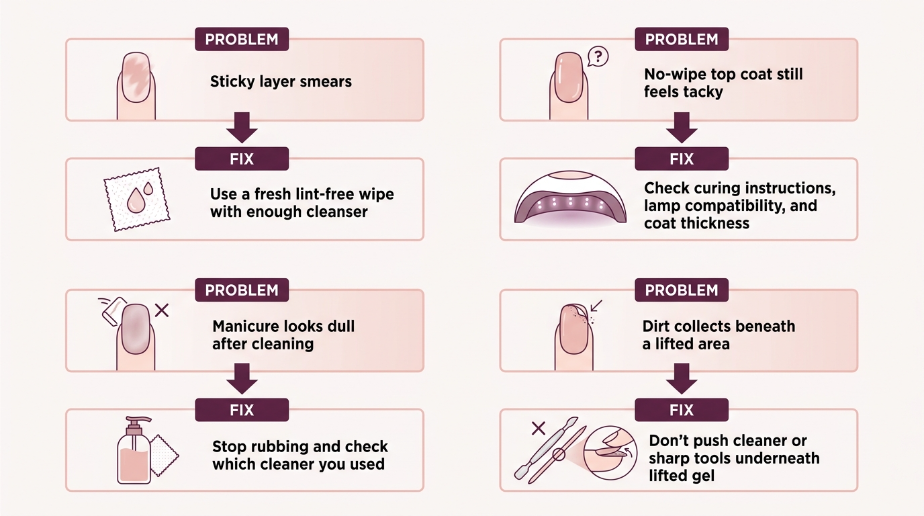 Why are your gel nails still sticky or dirty after cleaning?